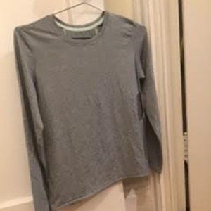 NWT Athleta Girls Long sleeve top - gray/green striped, size 16